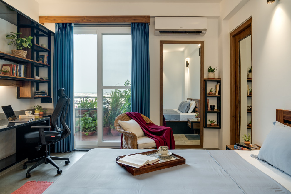 Design ideas for a contemporary bedroom in Delhi.