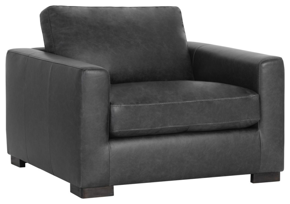 Sunpan 5West Baylor Armchair Marseille Black Leather Contemporary Armchairs And Accent