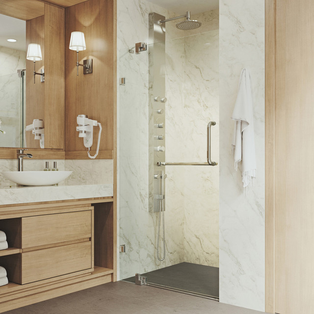 Vigo 42 Frameless Shower Door 3 8 Clear Glass Hardware Shower