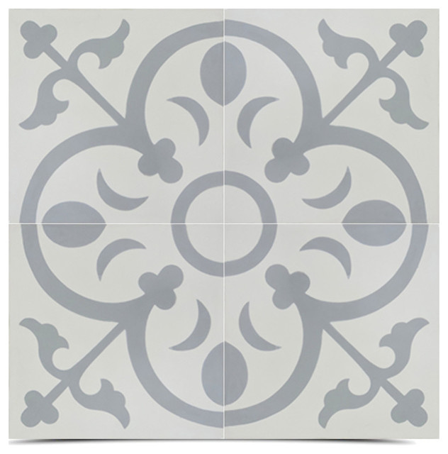 8 X8 Nador Handmade Cement Tile Grey And White Set Of 12 8 X8 Nador Handmade Cement Tile Grey And White