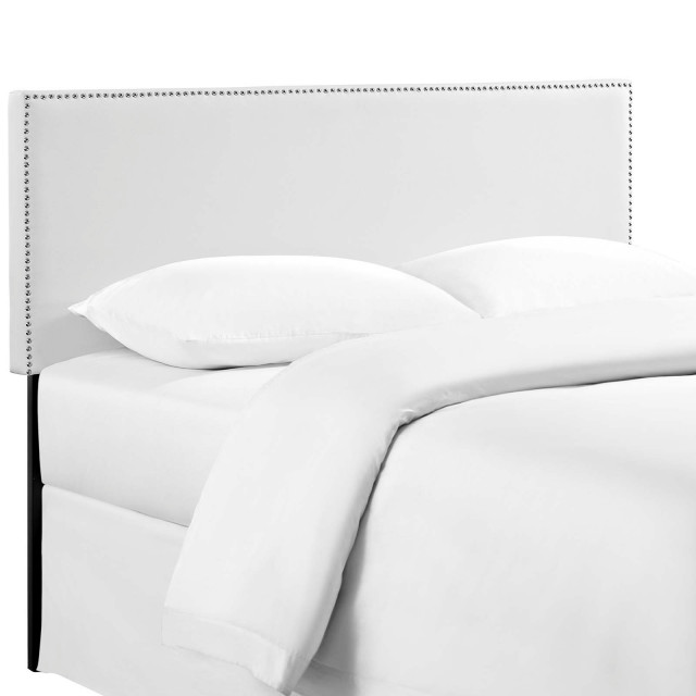 Modway Phoebe Faux Leather Upholstered Twin Headboard, White Transitional Headboards by