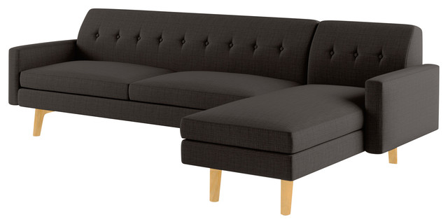Tyler Sofa With Chaise Midcentury Sectional Sofas By Benchmade Tyler Sofa With Chaise Charcoal Honey 113 Right Facing