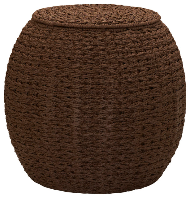 Handwoven Paper Rope Barrel Wicker Storage Basket Side Table Beach