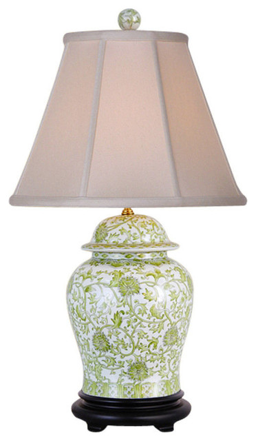 Green And White Fl Pattern Porcelain Temple Jar Table Lamp 29 Green And White Fl Pattern Porcelain Temple Jar Table Lamp 29