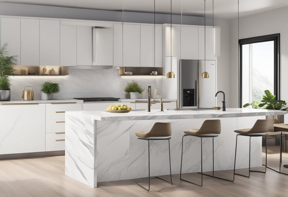 A white marble kitchen