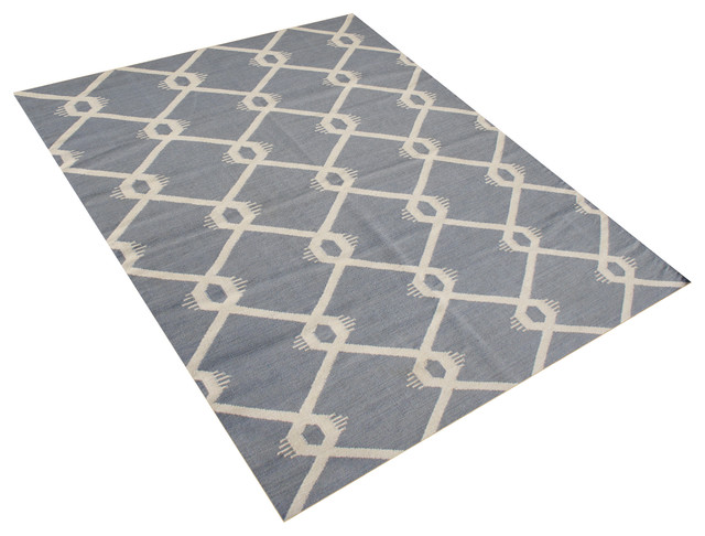Michael Anthony Furniture Hand Made 8x10 Blue-Grey Wool Rug