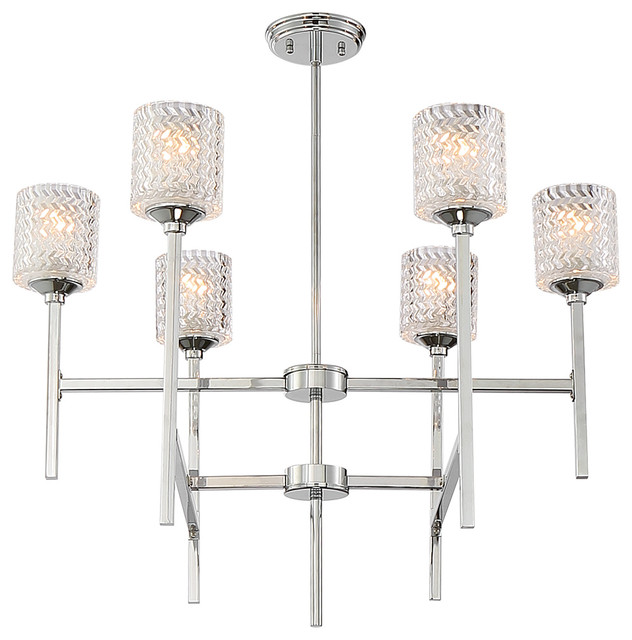 Vanity Art Modern Crystal Cut 6Light Chandelier Transitional