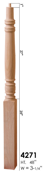 Oak 4271 Concord Style Pin Top Newel Post