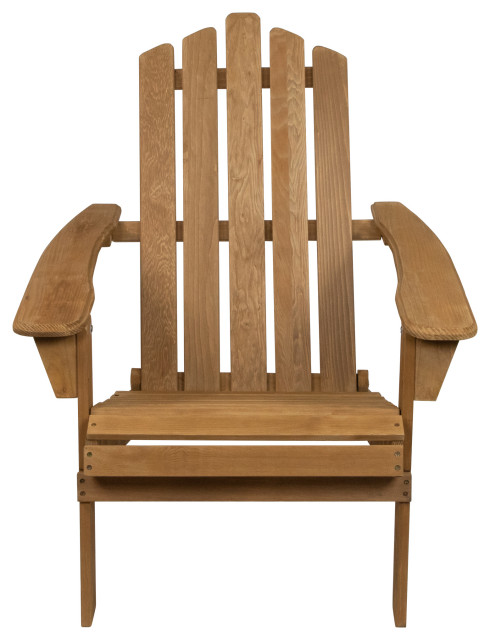 36" Natural Stained Classic Folding Wood Adirondack Chair ...