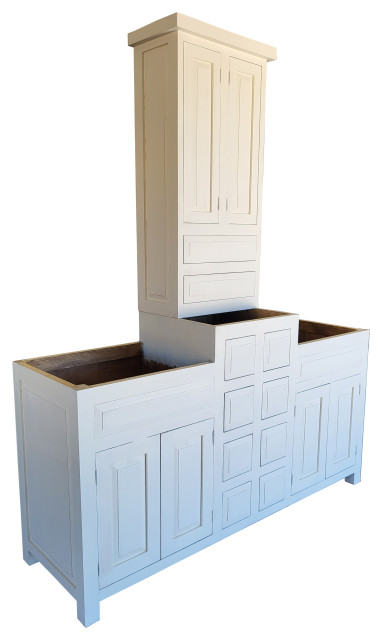 Wiley Rustic Bathroom Vanity With Tower, 96 X 22 X 36 - Transitional - Bathroom Vanities And ...