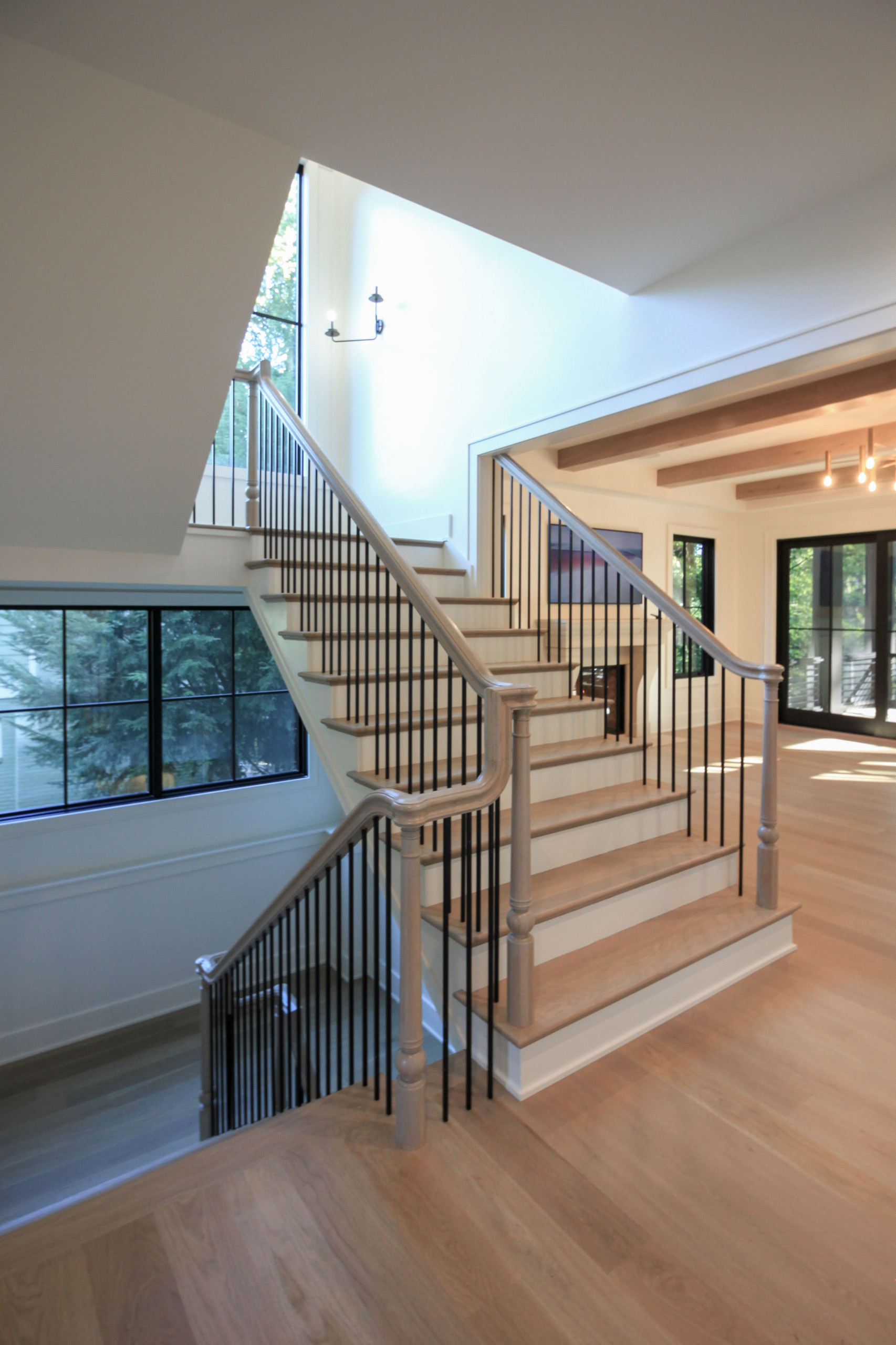 93_Captivating Light Wood Railing System with Black Spindles, Arlington VA 22207