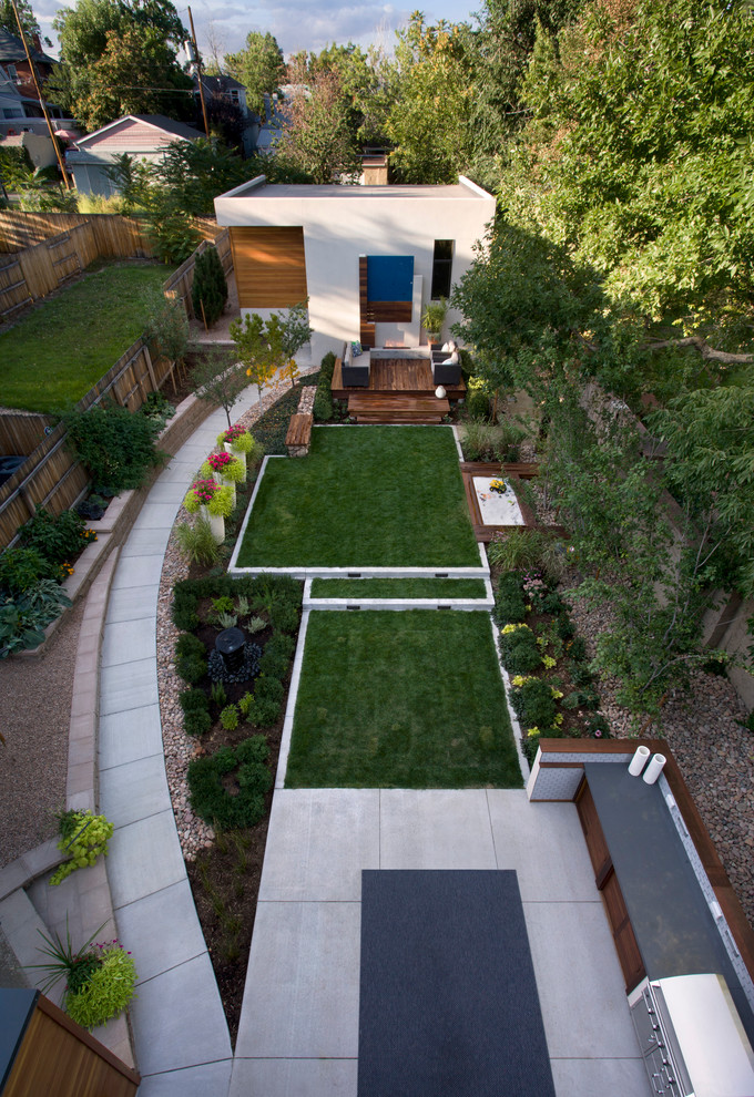Design ideas for a contemporary backyard garden in Denver.