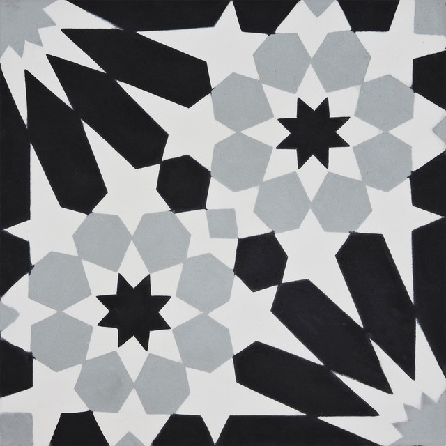 Agdal Handmade Cement Tile, Black/Gray, Sample - Contemporary - Wall ...