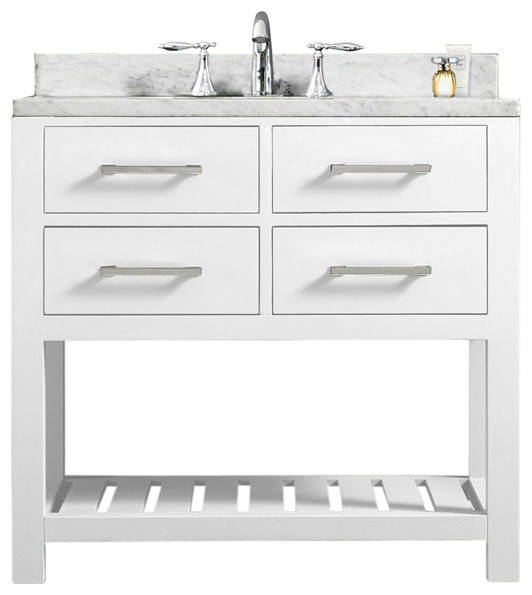 30" Solid White Single Sink Bathroom Vanity From The Madalyn Collection