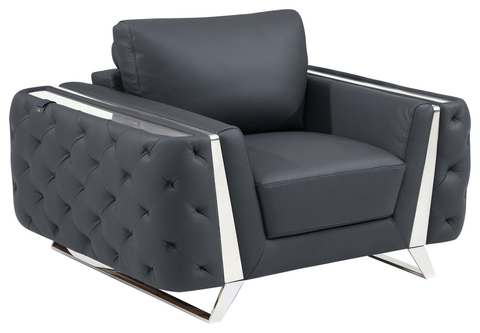 Leonardo Top Grain Italian Leather Chair Contemporary Armchairs And Accent Chairs by