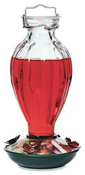 Audubon Na35243 Fluted Glass Bottle Hummingbird Feeder 20 Oz