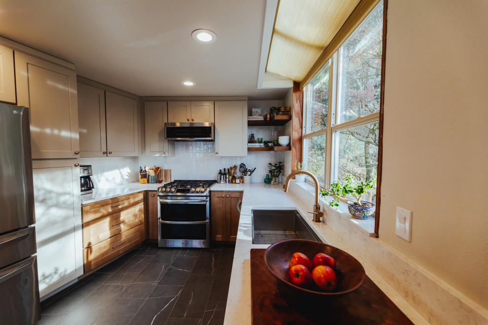 Example of a mountain style kitchen design in Seattle
