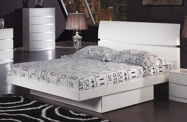 Global Furniture - Aurora Platform Bed - White - 36137B