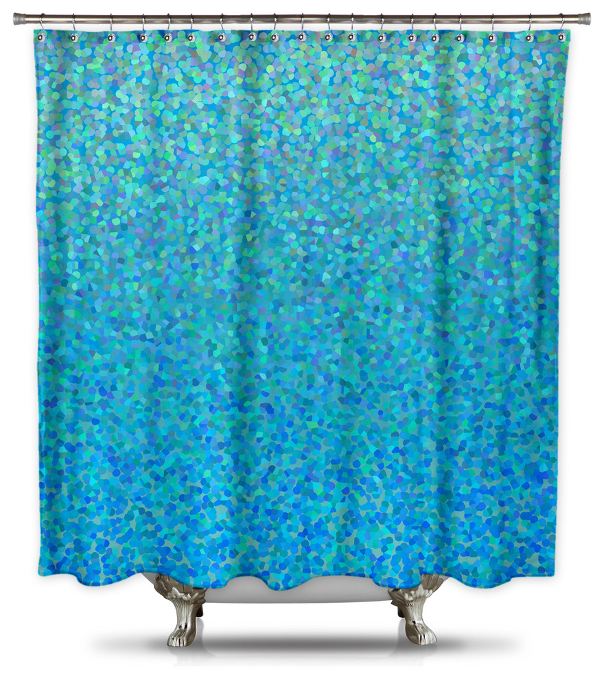 blue and green shower curtain