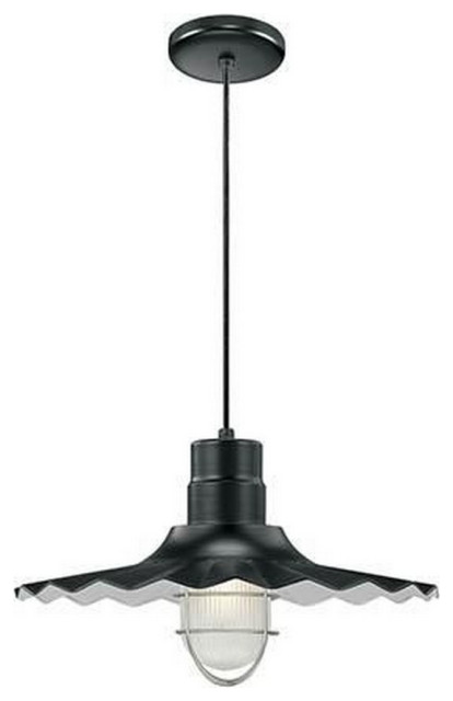 R Series Satin Black 18-Inch Outdoor Cord Radial Wave Pendant
