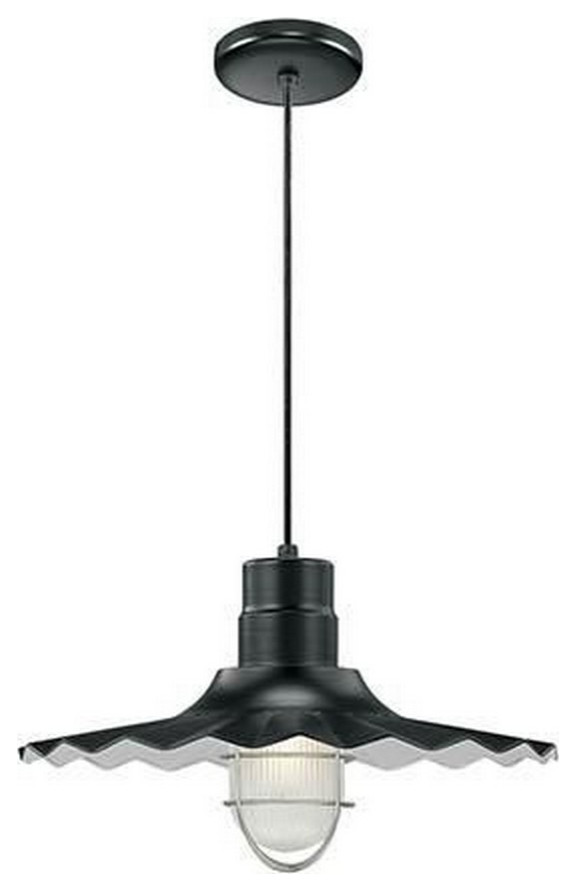 R Series Satin Black 18-Inch Outdoor Cord Radial Wave Pendant