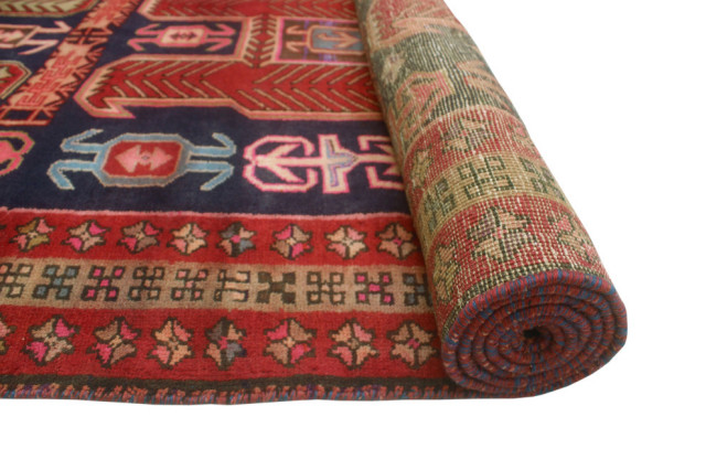 Fine Vintage Distressed Sinai Navy/Red Runner, 4'2x10'2, 4'2x10'2 ...