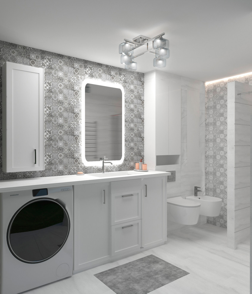 Трехкомнатная монохромная квартира для семьи с двумя дочками.