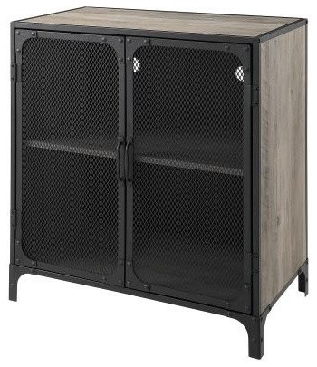 30 Wood Metal Storage Tv Accent Cabinet With Mesh Doors