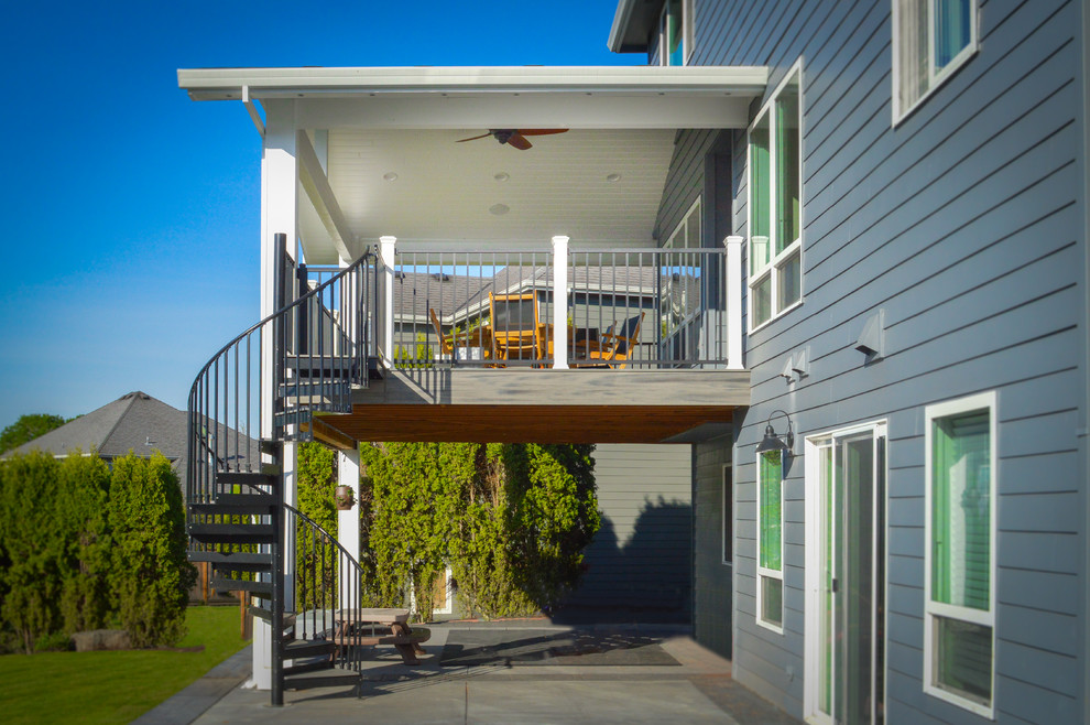 Second Story Deck & Patio Cover with Spiral Staircase Portland by