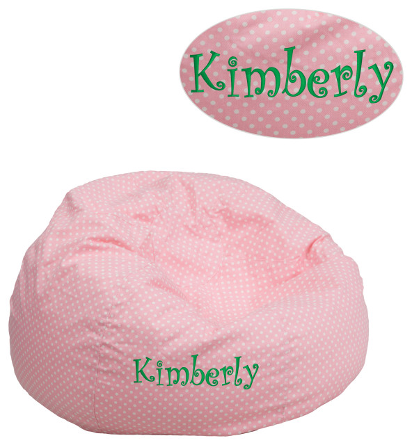 Personalized Small Light Pink Dot Bean Bag Chair for Kids and Teens