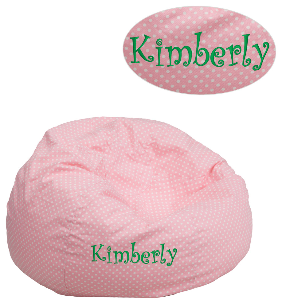 Personalized Small Light Pink Dot Bean Bag Chair for Kids and Teens