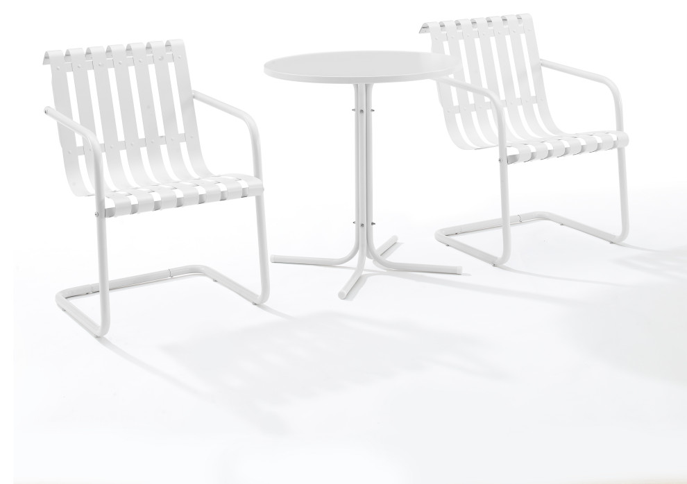 Gracie 3Pc Outdoor Metal Bistro Set White Satin Transitional