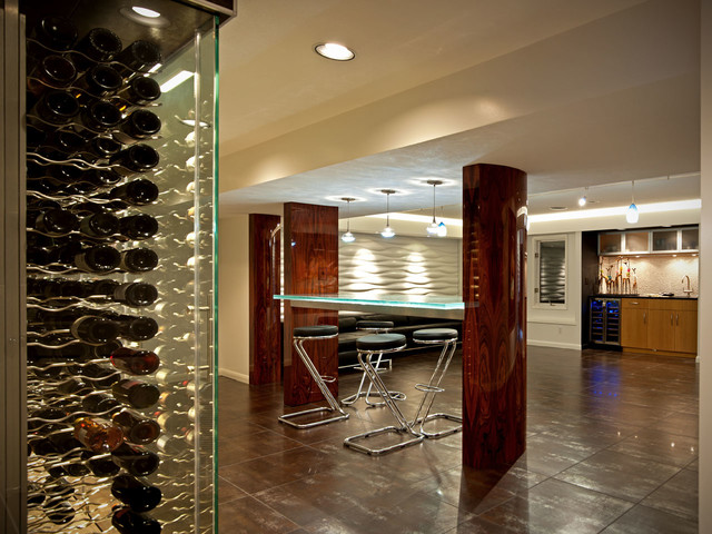 Modern Wine Cellar Wichita Wine Cellar Storage Room & Glass Bar Countertop contemporary-wine-cellar