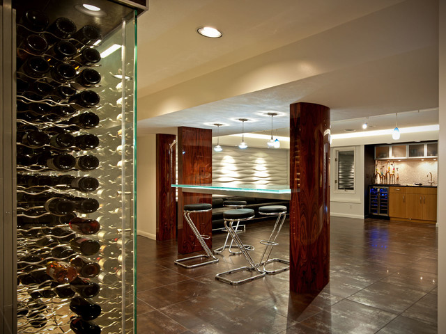 Wine Cellar Storage Room Glass Bar Countertop Contemporary
