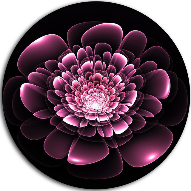Purple Glossy Typical Fractal Flower, Floral Disc Metal Wall Art