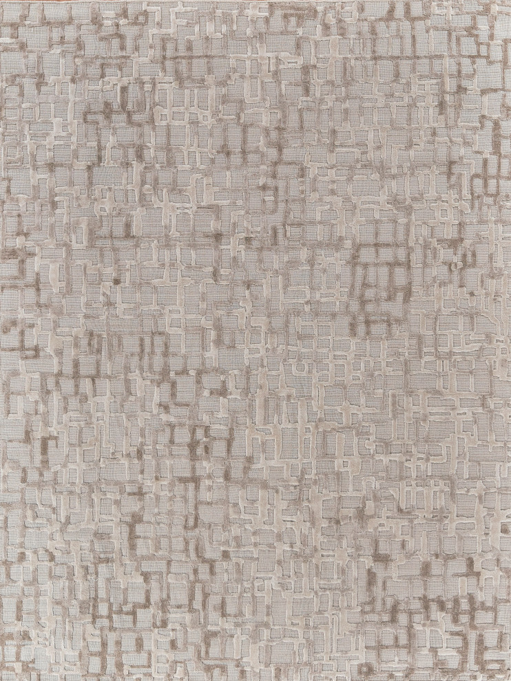 Vista Handmade Hand Loomed Wool and Bamboo Silk Beige Area Rug, 12'x15'