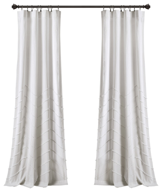 Chenille Chevron Window Curtain Panels Set Contemporary Curtains
