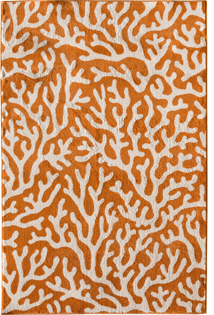 Terrace Tropic Rug, Tangerine and Snow, 7'10" X 9'10"