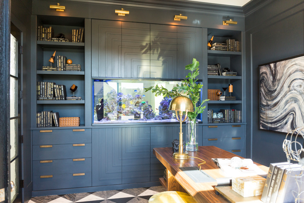 Example of a transitional home office design in Salt Lake City