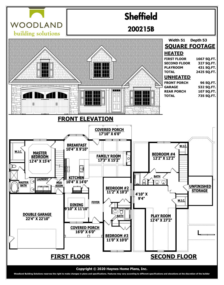Sheffield House Plan Cut Sheet