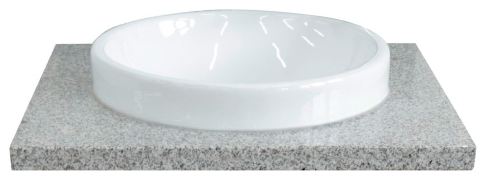 25" Gray Granite Countertop and Single Round Sink
