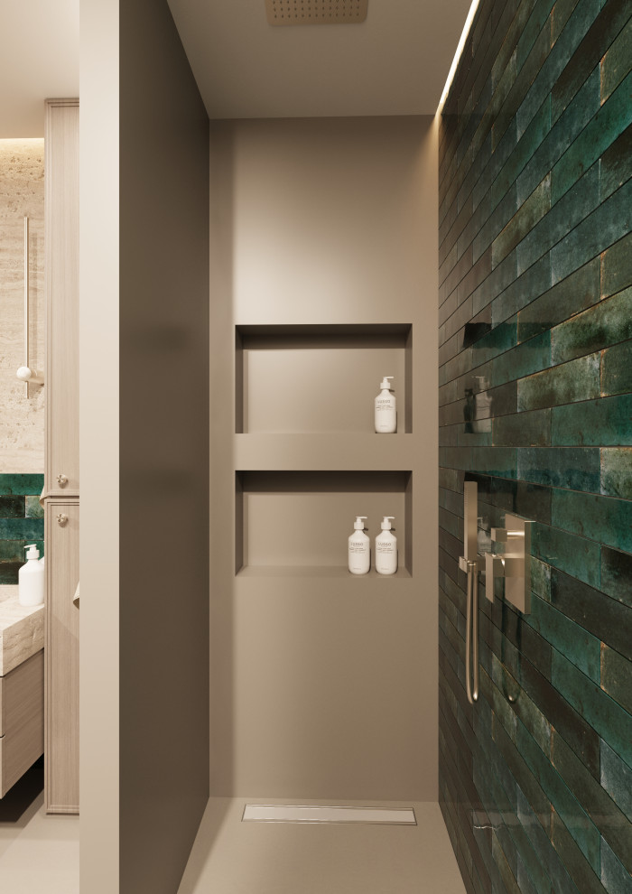 Дизайн-проект санузла микроцемент травертин