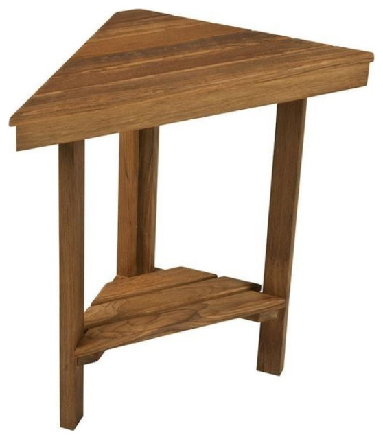 18" Grand Resort Teak Corner Shower Stool Transitional Shower