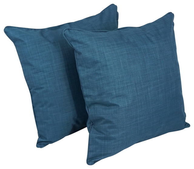 25" DoubleCorded Square Floor Pillows With Inserts, Set of 2, Sea Blue