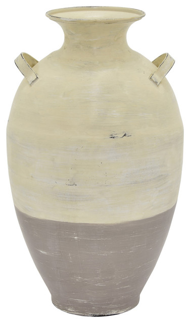 Three Hands 15.75" Metal Vase, White