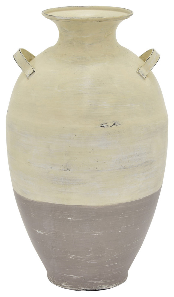 Three Hands 15.75" Metal Vase, White