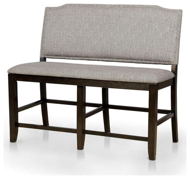 Bowery Hill Solid Wood Counter Height Bench in Dark Walnut Finish