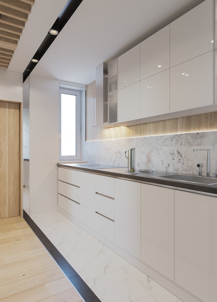 Визуализация кухни и гостинной в современном стиле для студии kv-design