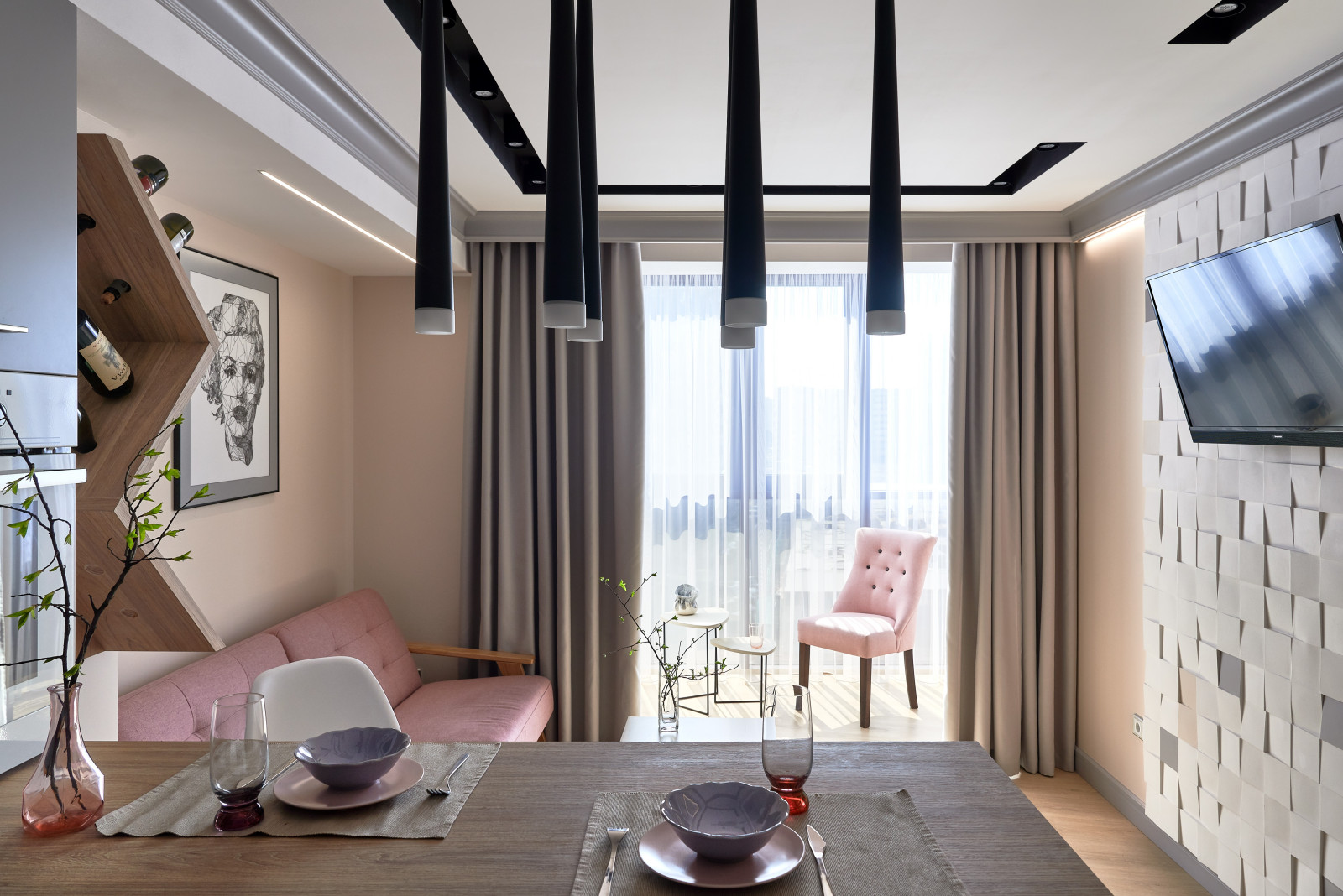 Интерьер квартиры для семьи с двумя детьми.