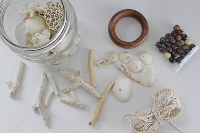 吊るし飾り シーグラス 風鈴 マクラメ 海からの贈り物でハンドメイド